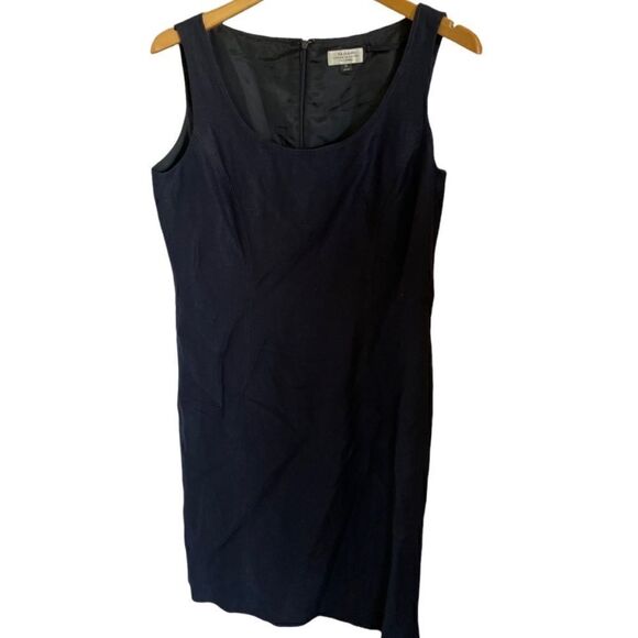 Navy Blue Linen Blend Shift Dress by Tahari - Size 10 - Picture 1 of 4